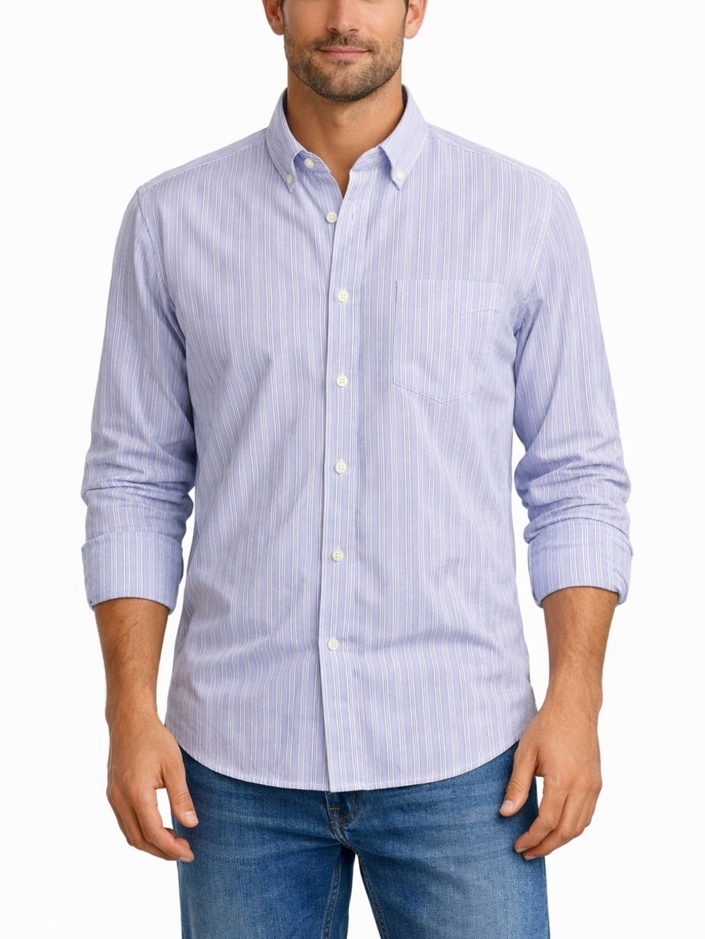 Teddy Stratford NYC Men’s Striped Linen Cotton Button Up Shirt Size 3 M/L